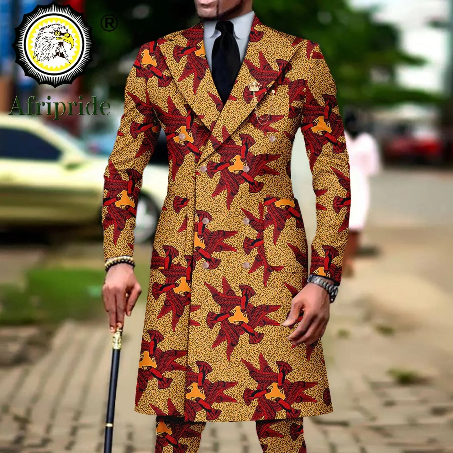 Slim Fit Double Breasted Blazer and Trousers 2 Piece Set Print Outfits