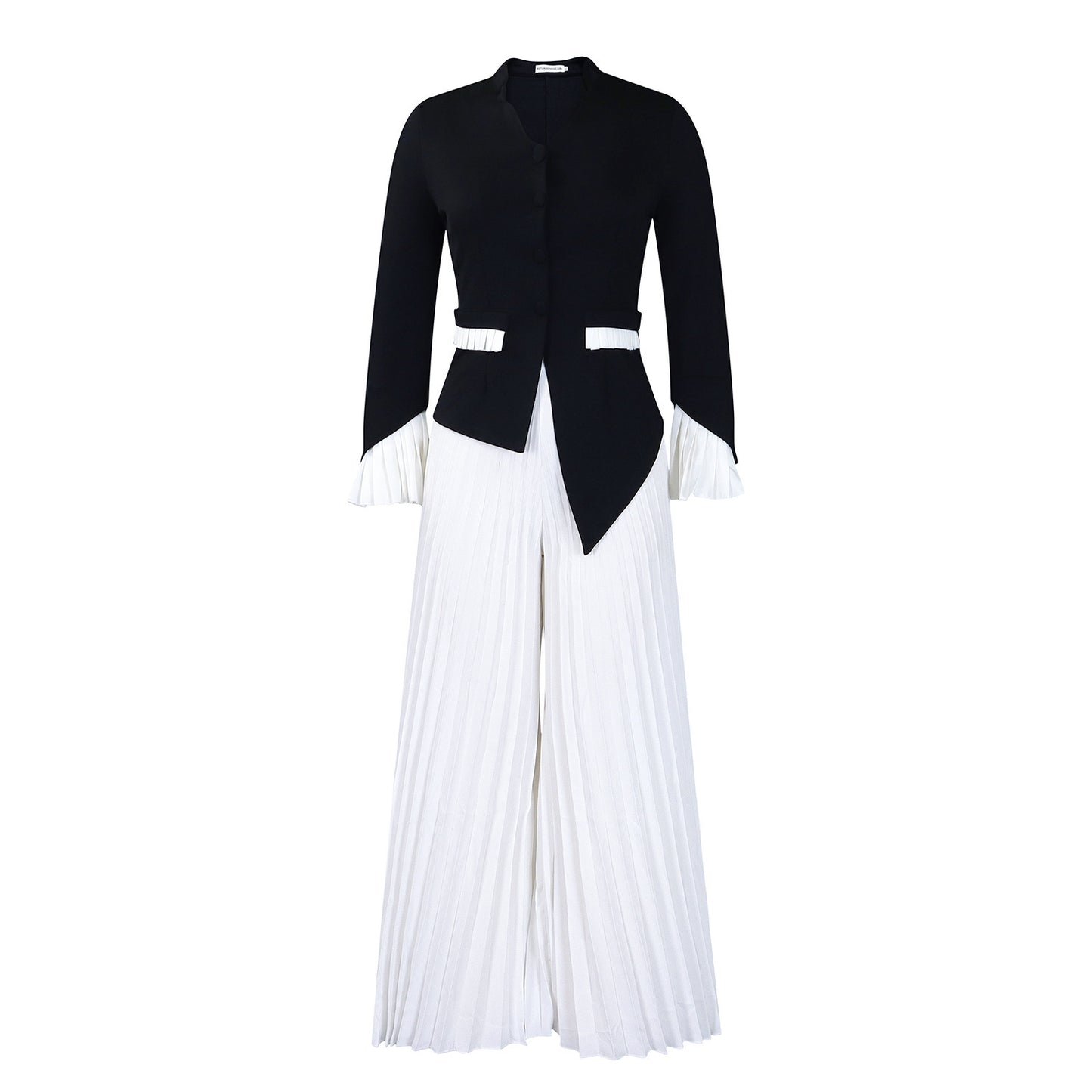 Upgrade Your Wardrobe with a Fashionable Flare Sleeves Top & Wide-leg Pleated Pants Set