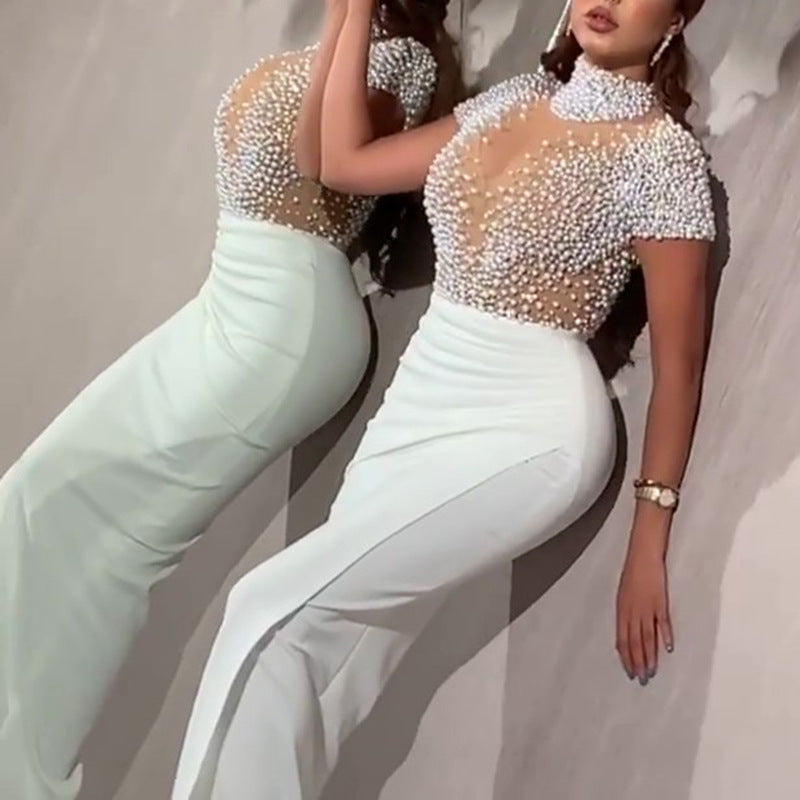 White Beaded Hip Swing Dress