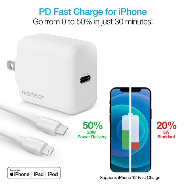 Naztech 20W PD Wall Charger & Lightning Cable