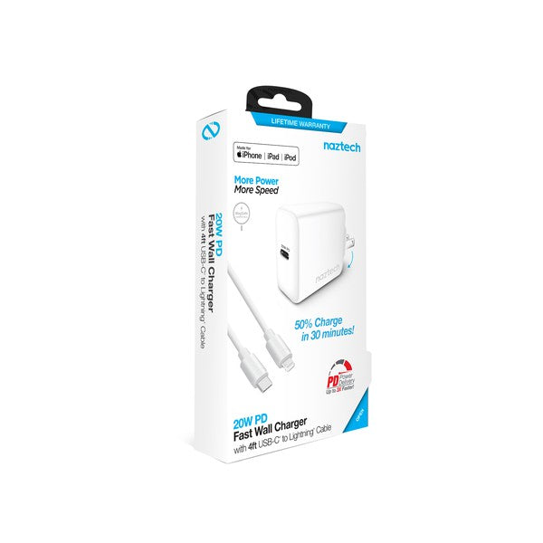Naztech 20W PD Wall Charger & Lightning Cable