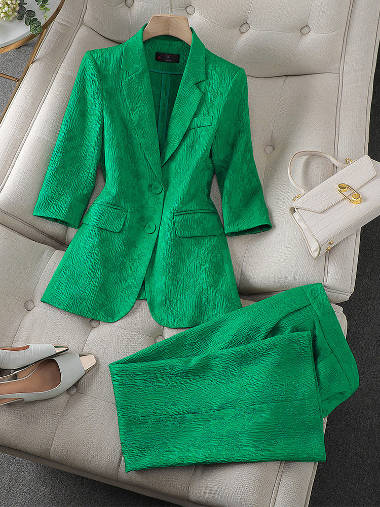 Half Sleeve Blazer And Pant Suit