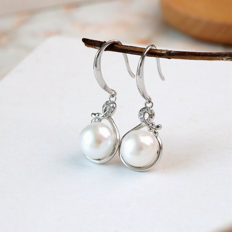 Silver Elegant Graceful Pearl Jewelry Three-piece Set