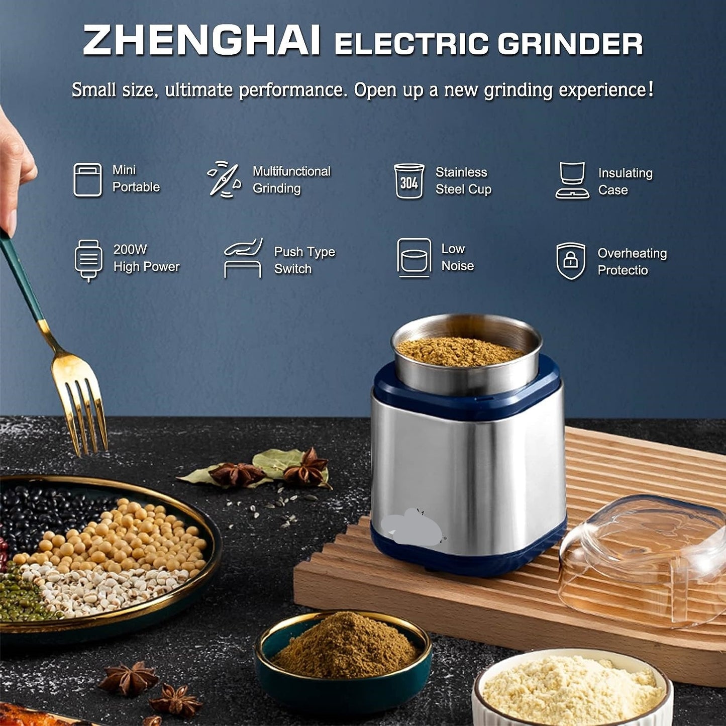 Electric Grinder For Herbs, Spices, Pollen And Coffee
