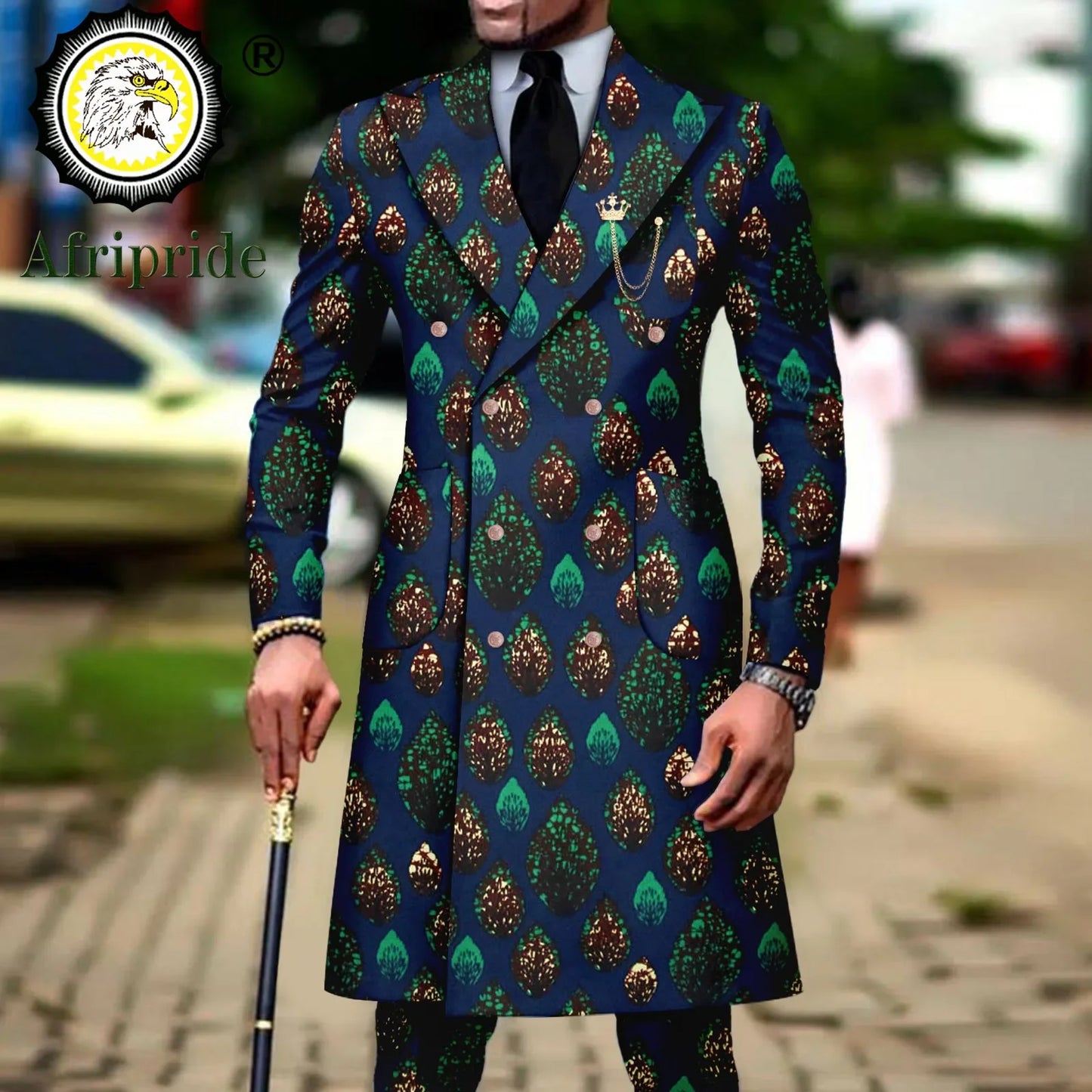 Slim Fit Double Breasted Blazer and Trousers 2 Piece Set Print Outfits
