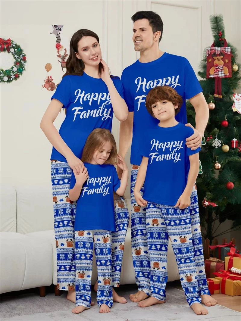Short Sleeve Christmas Family Matching Pajamas Sets Xmas Daddy Mommy and Me Pj's Clothes Father Mother Kids Baby Sleepwear 2024