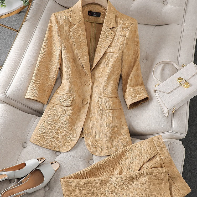 Half Sleeve Blazer And Pant Suit