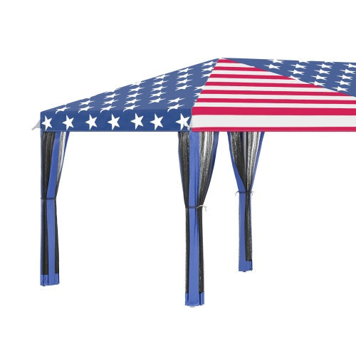 Outsunny 10 X 20 Up Canopy Tent With Netting, Heavy Duty Instant Sun Shelter, Large Tents For Parties With Carry Bag For Outdoor, Garden, Patio, American Flag
