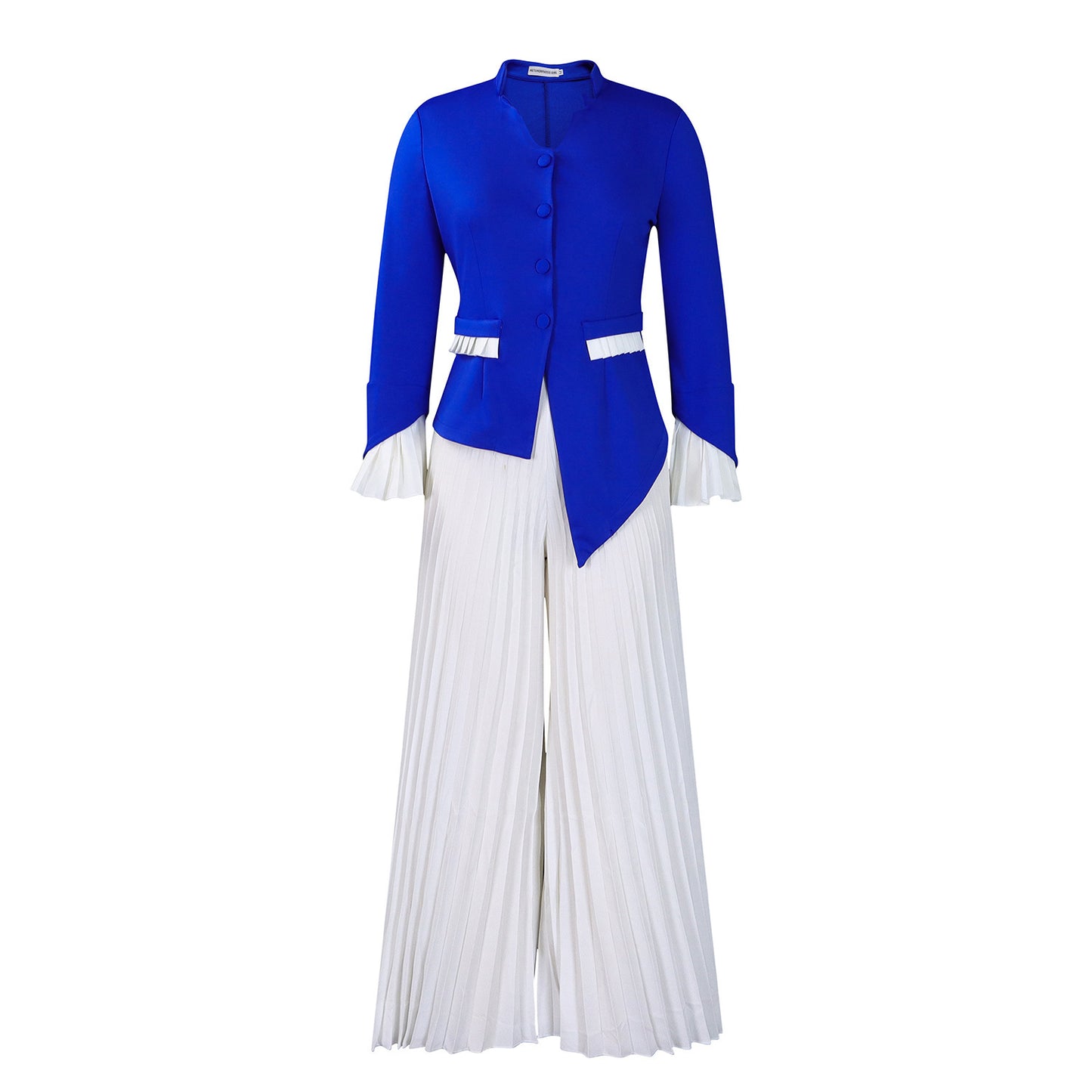 Upgrade Your Wardrobe with a Fashionable Flare Sleeves Top & Wide-leg Pleated Pants Set