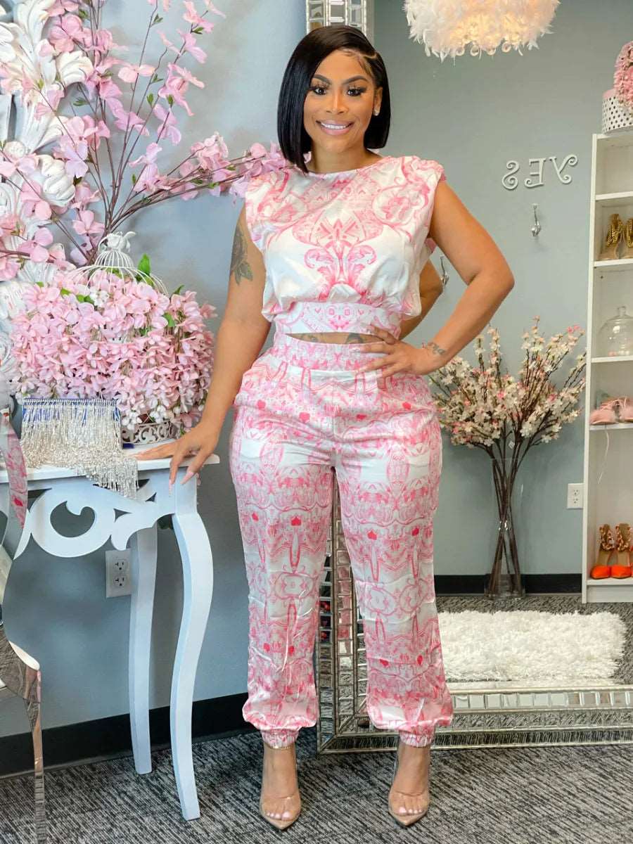 2 Piece Women Set Dashiki African Sleeveless Crop Top Suits Pants Casual Outfit Africa Clothing Matching Sets Two Piece Set