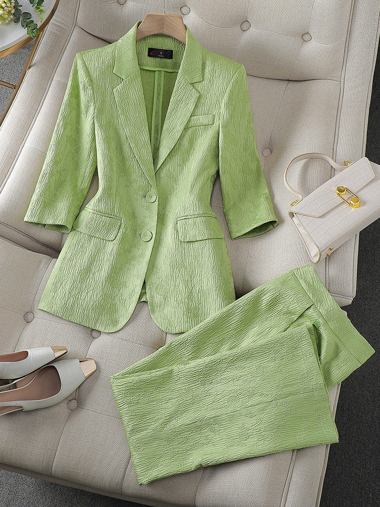 Half Sleeve Blazer And Pant Suit