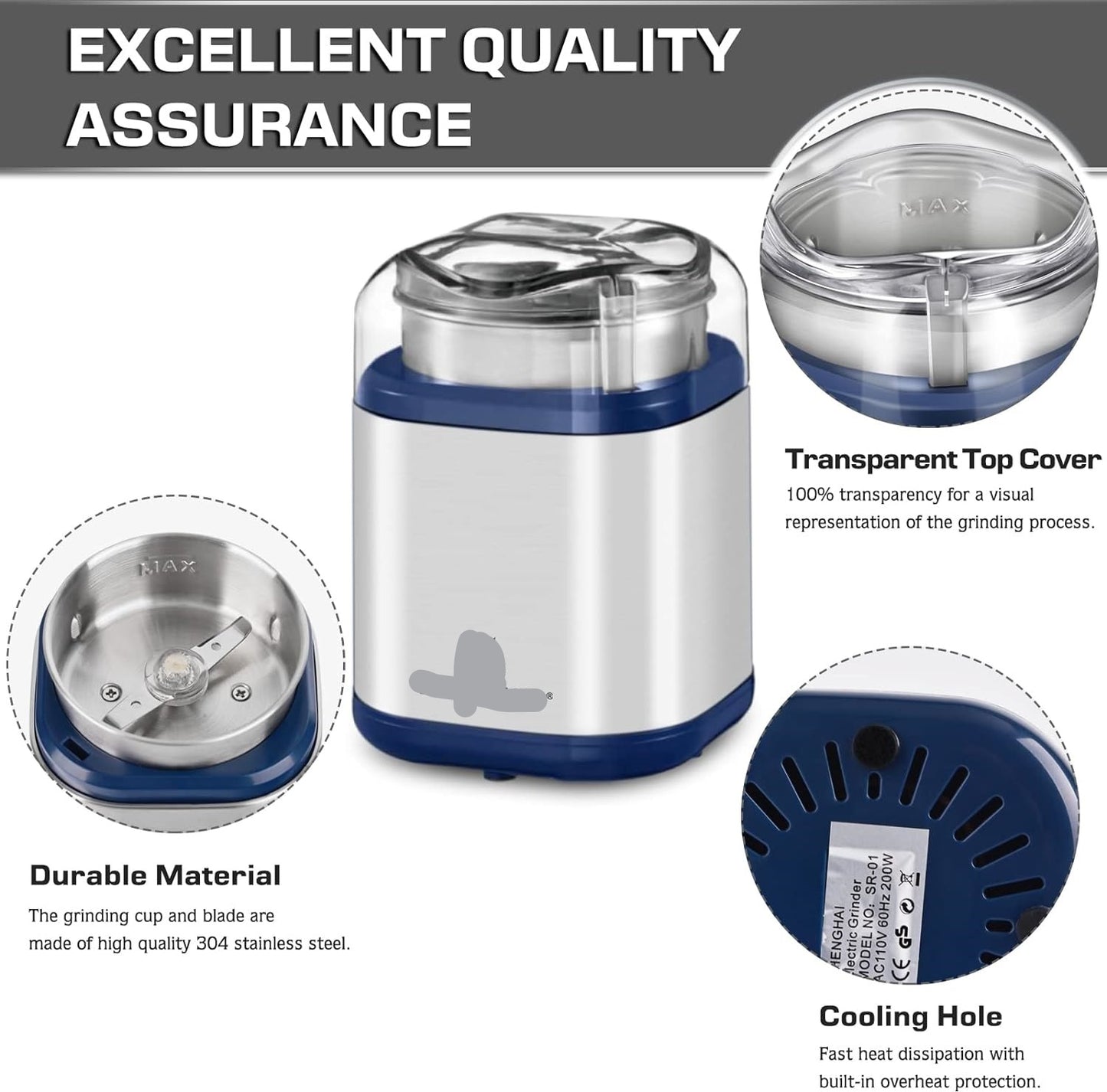 Electric Grinder For Herbs, Spices, Pollen And Coffee