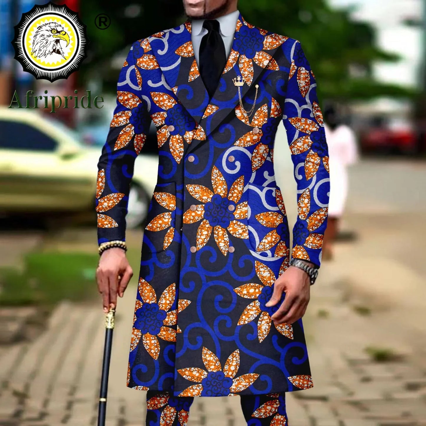 Slim Fit Double Breasted Blazer and Trousers 2 Piece Set Print Outfits