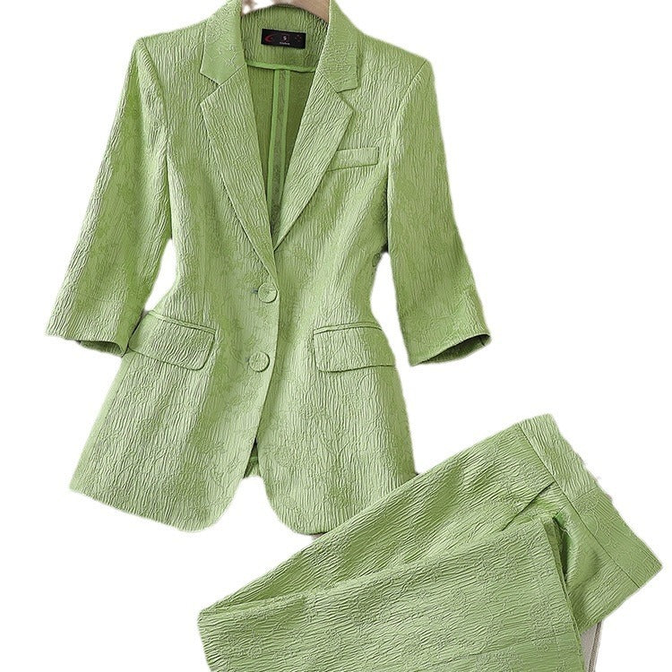 Half Sleeve Blazer And Pant Suit