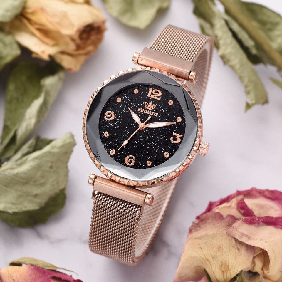 Starry Sky Magnet Buckle Fashion Bracelet Wristwatch Gift Set