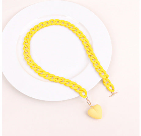 Heart-shaped Pendant Acrylic Personality Necklace