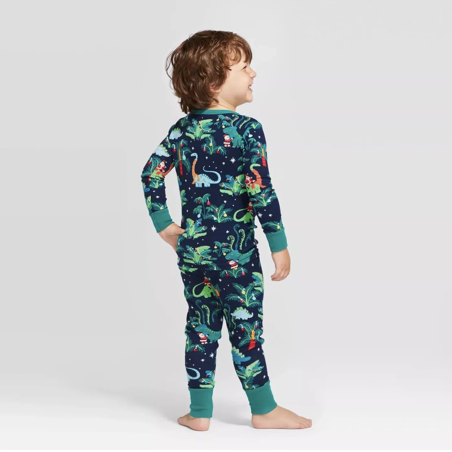 2024 New Family Christmas Pajamas Set Mom Dad Kids Baby Dog Matching Outfits Dinosaur Print Soft Warm Sleepwear Xams Family Look