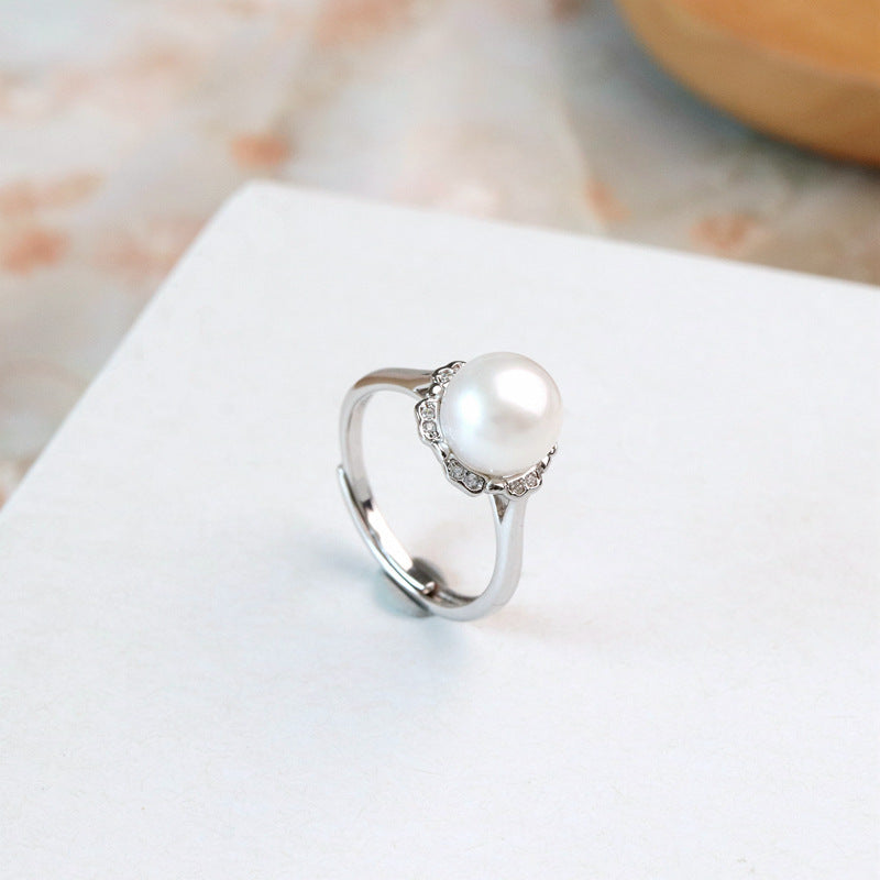 Silver Elegant Graceful Pearl Jewelry Three-piece Set