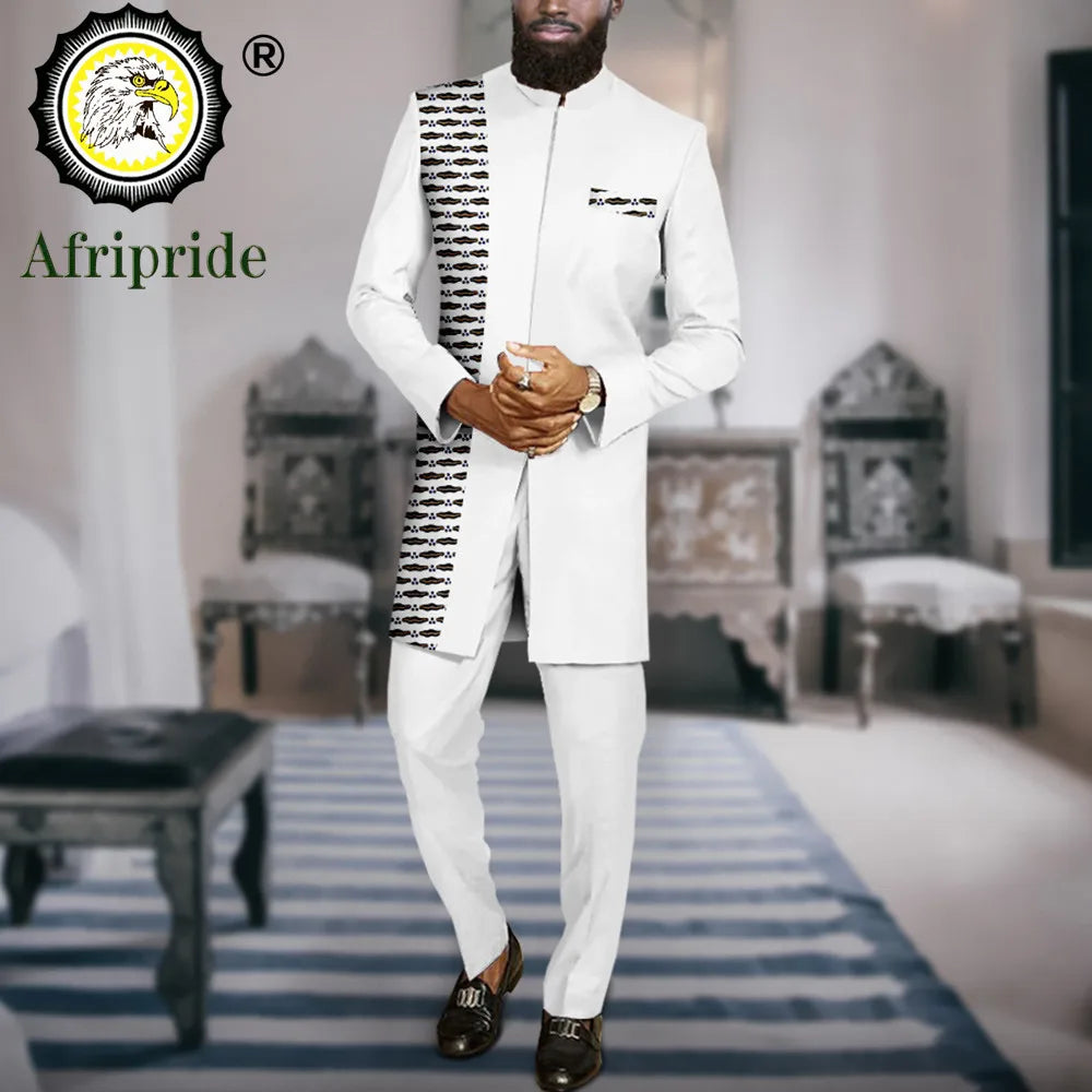 Men`s Suit African Clothes Print Blazer and Pants Set Formal Outfits Dashiki Jacket Ankara Attire Bazin Riche Outfits A2316067