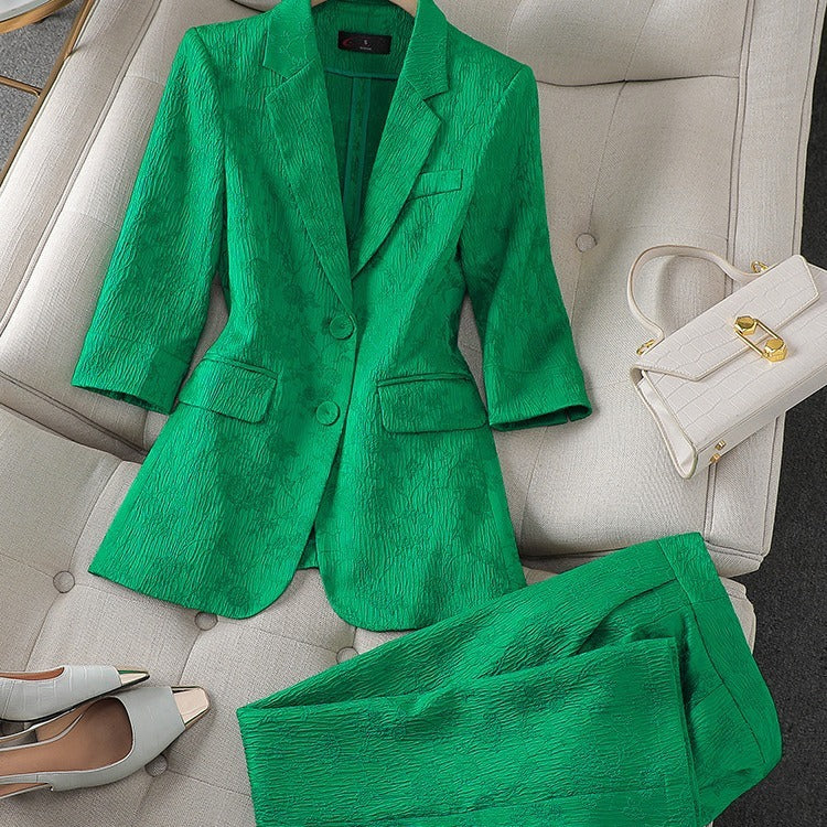 Half Sleeve Blazer And Pant Suit