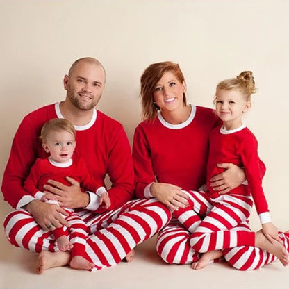 2024 Christmas Pajamas Set Striped Print Mother Father Kids Matching Clothes Causal Soft 2 Pcs Sleepwear Xmas Family Look Outfit