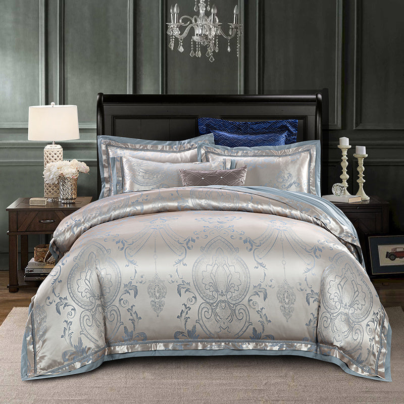 European-style luxury tencel cotton satin jacquard quilt cover four-piece set /six-piece Set