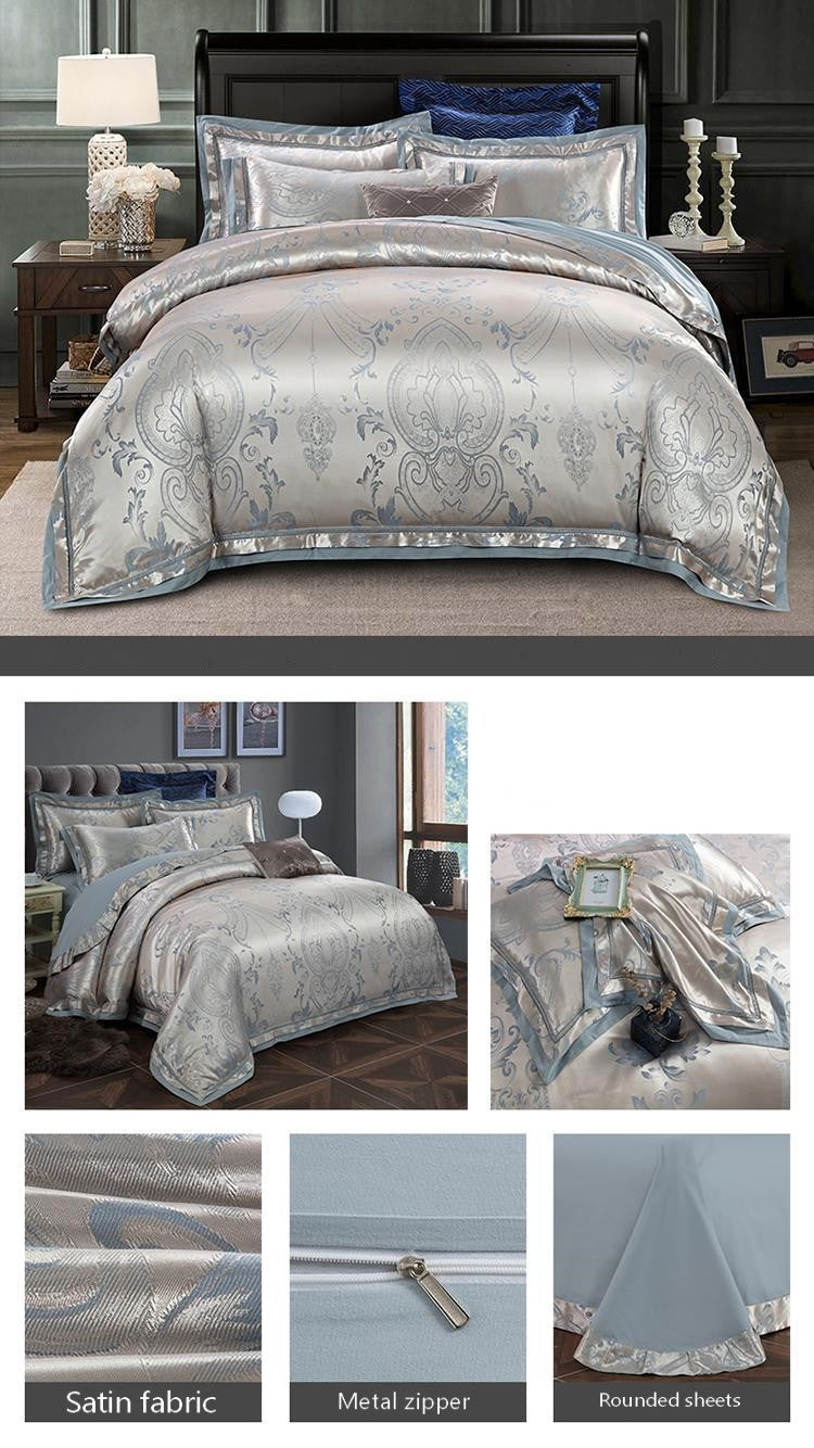 European-style luxury tencel cotton satin jacquard quilt cover four-piece set /six-piece Set