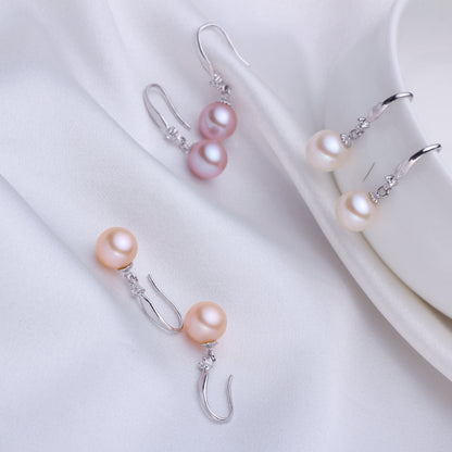 s925 Silver And Blue Jewelry Freshwater Pearl Stud Earrings