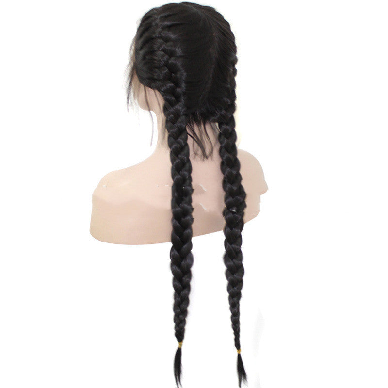 Long Straight Braided Hair Wigs Front Lace, Chemical Fiber Hair