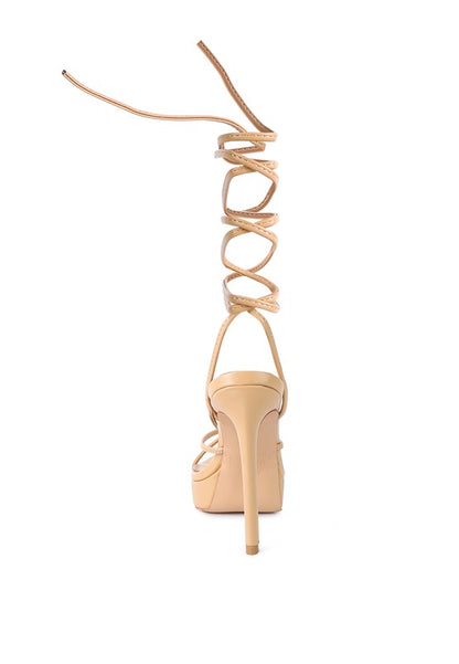 BONDAGE HIGH HEEL LACE UP SANDALS