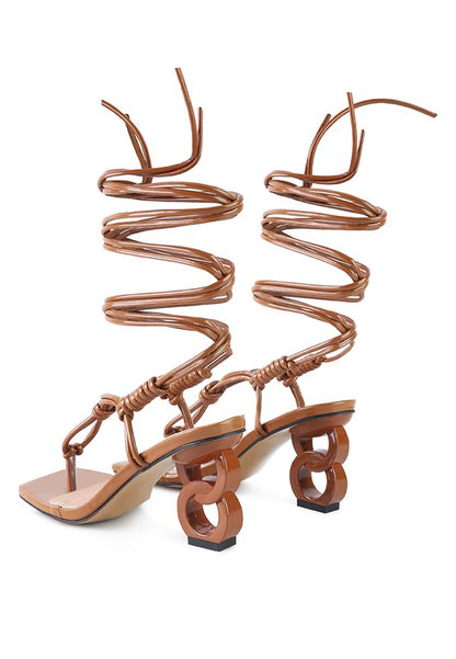 CASSINO THONG LACE UP CHAIN HEEL SANDAL