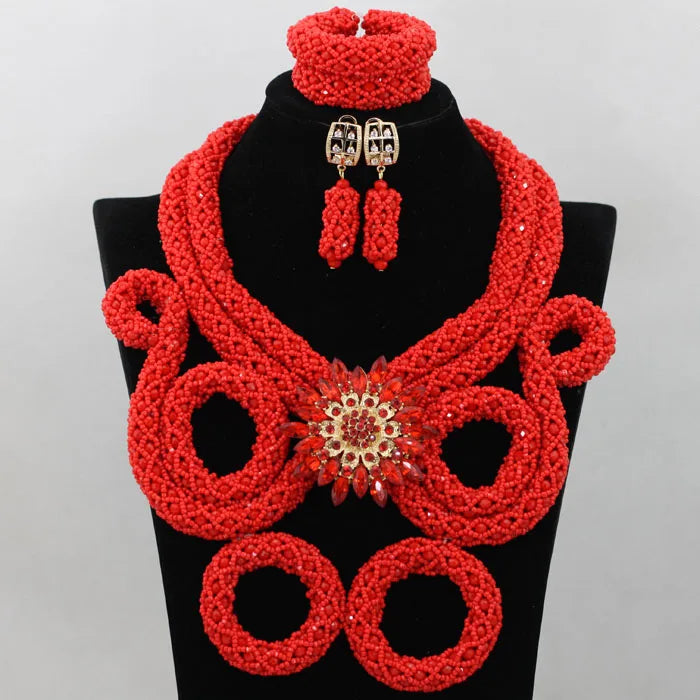 Royal Blue/Yellow Crystal Handmade Braid African Wedding Beads Bridal Jewelry Sets Nigerian Jewellery Set Free Shipping ABF986