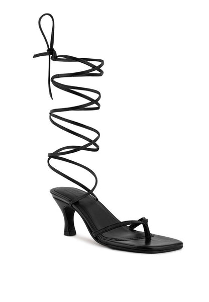 DORITA Kitten Heel Lace Up Sandal