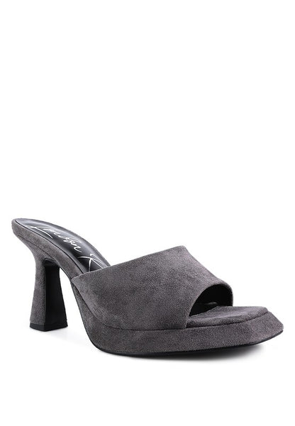 Copyme Micro Suede Slip On Spool Heel Sandals