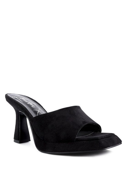 Copyme Micro Suede Slip On Spool Heel Sandals