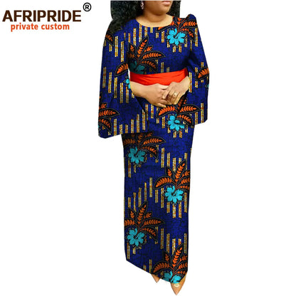 Afripride-African Dashiki Dresses for Women, Ankara Print, Ankle Length Casual Straight Dress, Cotton Made, A1825026