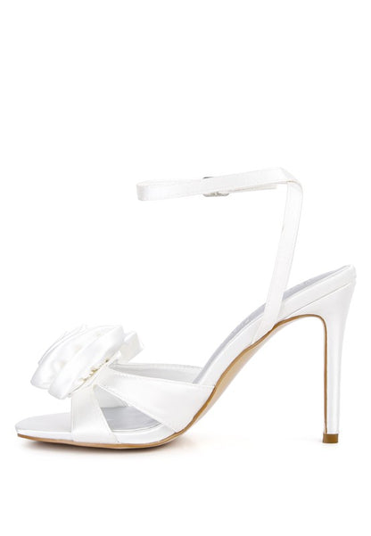 CHAUMET Rose Bow Satin Heeled Sandals