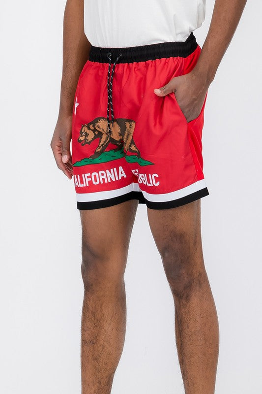 California CA Bear Swim Trunks Board Shorts