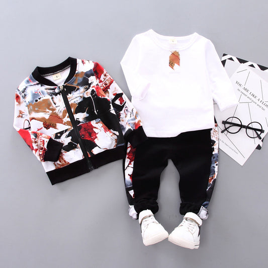 Boys Autumn And Winter Clothes Three-Piece Set