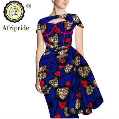 African Print Dresses for Women Short Sleeve Wrap Dashiki Outfits Ankara Attire Midi Party Wedding Evening S2025025