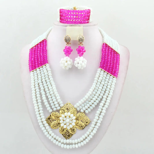 Fashion Royal Blue Nigerian Crystal Beads Necklace Bracelet Earrings Sets African Wedding Beads Jewelry Sets for bride E1014