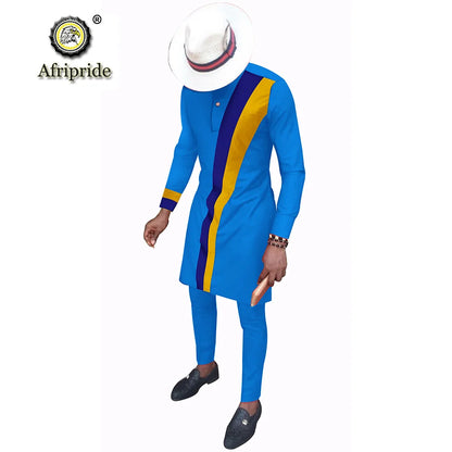 2024 Men`s Casual African Clothing Long Sleeve Shirts and Pants Suit Dashiki Outfits Ankara Attire Plus Size AFRIPRIDE S2016002