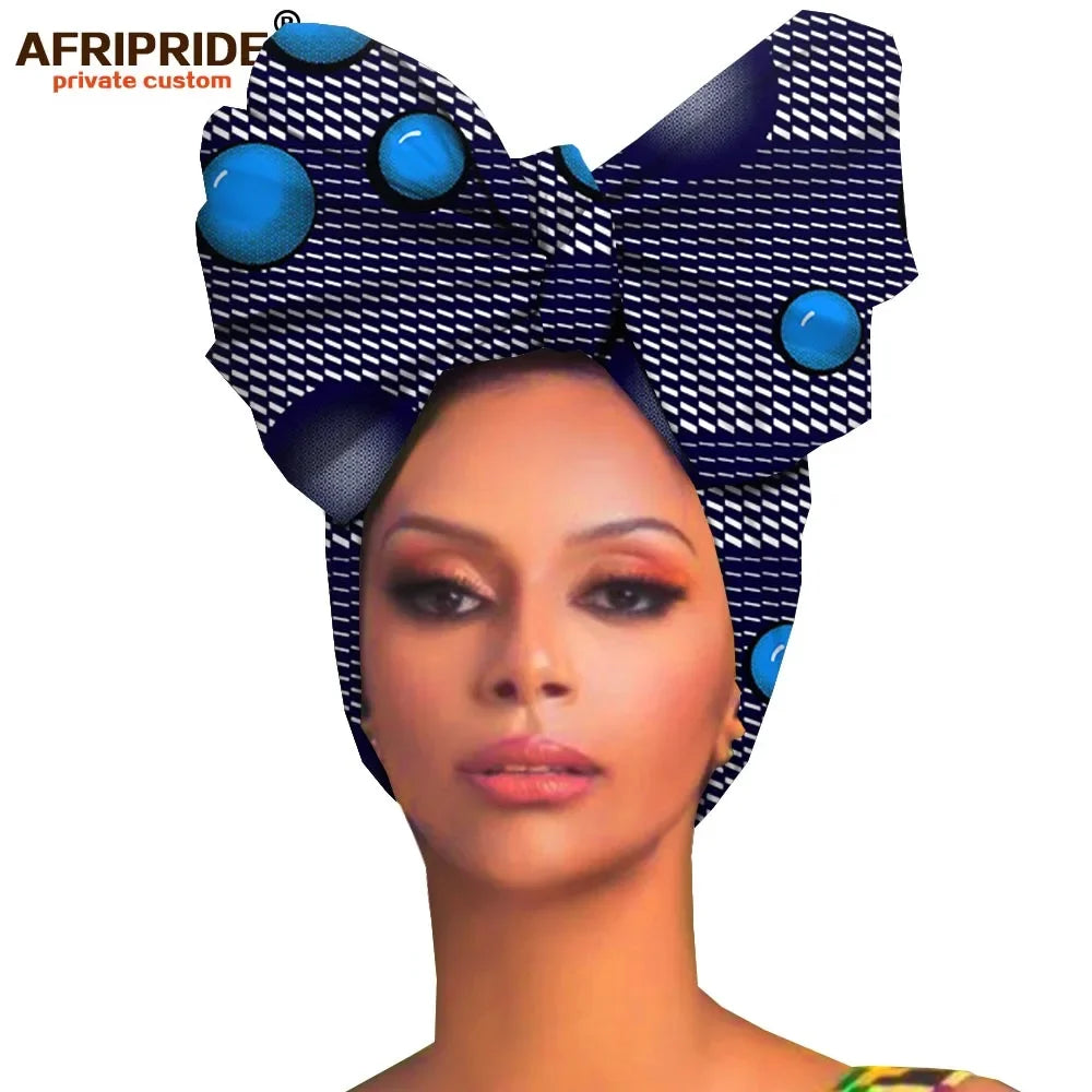 African headwraps women hair accessories african material wax traditional Headtie headscarf Turban 100% Cotton AFRIPRIDE A19H006