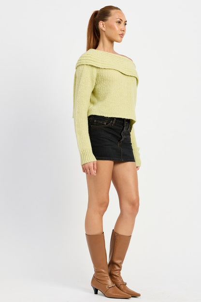 COWL NECK CROPPED SWEATER