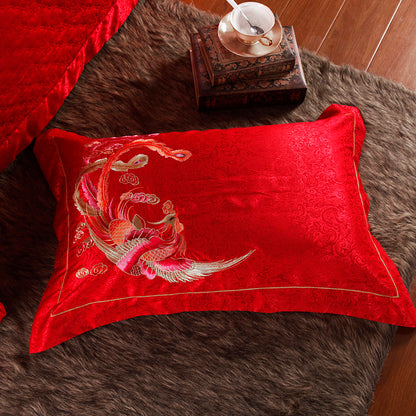 Four-piece Dragon and Phoenix Chinese Wedding Sheet Set