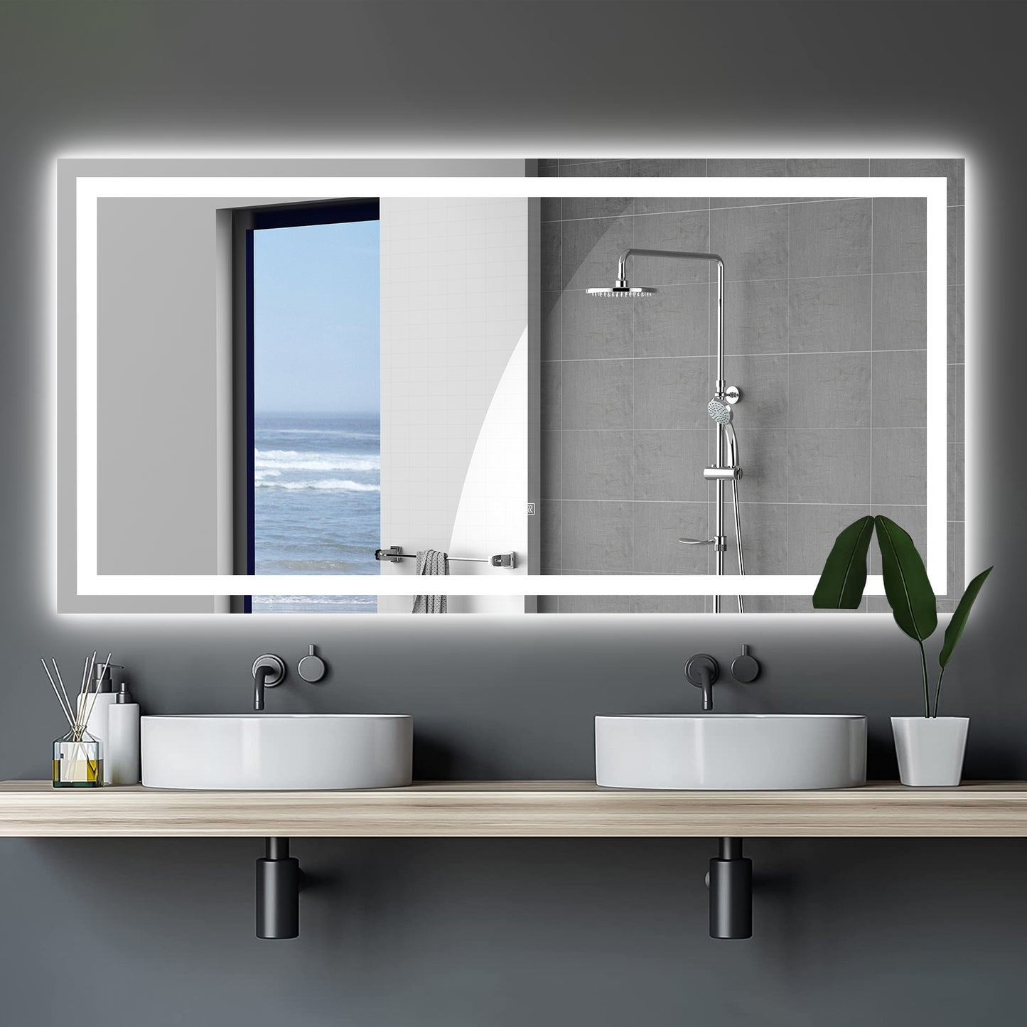 72"×36" LED Mirror Light Bathroom,anti-Fog & Dimming Led Bathroom Vanity Mirror