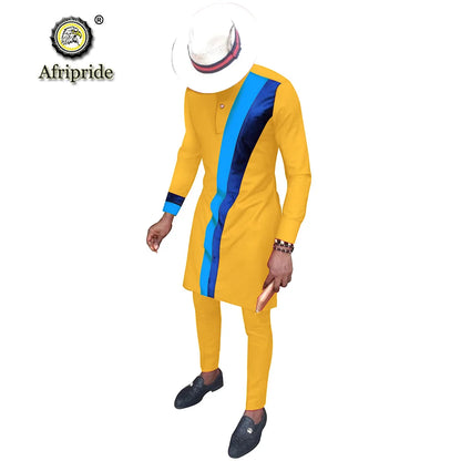 2024 Men`s Casual African Clothing Long Sleeve Shirts and Pants Suit Dashiki Outfits Ankara Attire Plus Size AFRIPRIDE S2016002