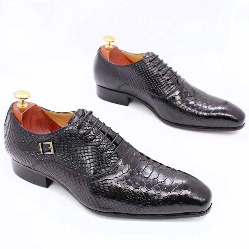 Mens' Snake Print Leather Business Dress Shoes