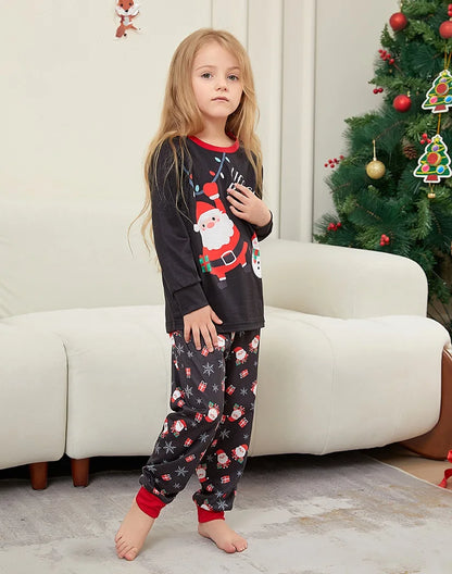 2025 Christmas Family Matching Pajamas Santa Print Pjs Adult Child Matching Outfit Set Baby Jumpsuit+Dog Clothes