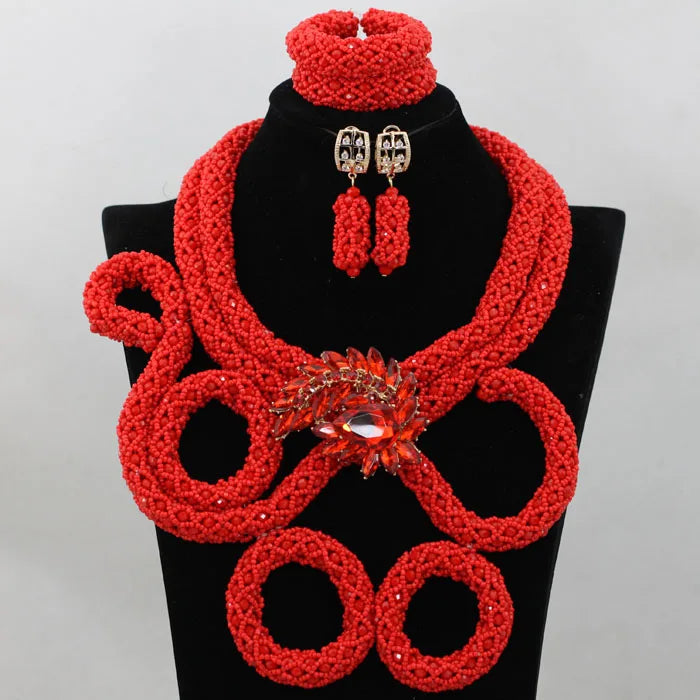 Royal Blue/Yellow Crystal Handmade Braid African Wedding Beads Bridal Jewelry Sets Nigerian Jewellery Set Free Shipping ABF986